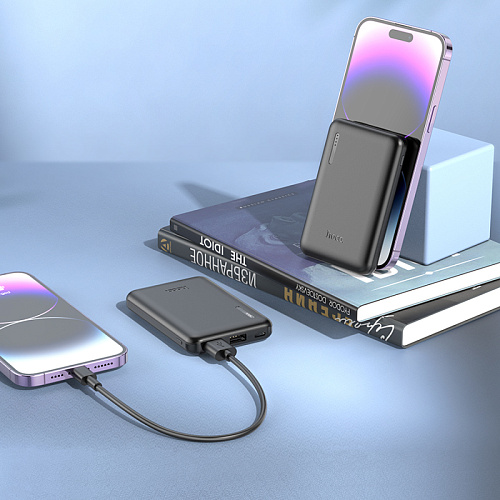 Универсальный Доп. Аккумулятор 5000mAh, J115, HOCO, выход: 2 USB: 5V/2, черный