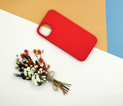 Чехол - накладка для iPhone 13 Mini, Silicon Case, без лого, красный