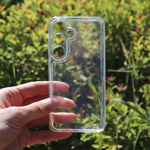 Чехол силиконовый для Samsung Galaxy S24, с защитой камеры, X-CASE, прозрачный