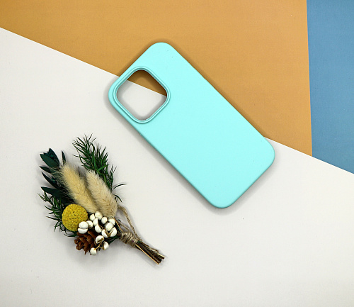 Чехол - накладка для iPhone 13 Pro, Silicon Case, без лого, бирюзовый