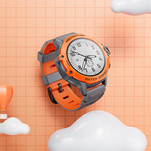 Детские смарт часы Y107, Hoco, 4G, время автономной работы 1-2 дня, оранжевый с серым