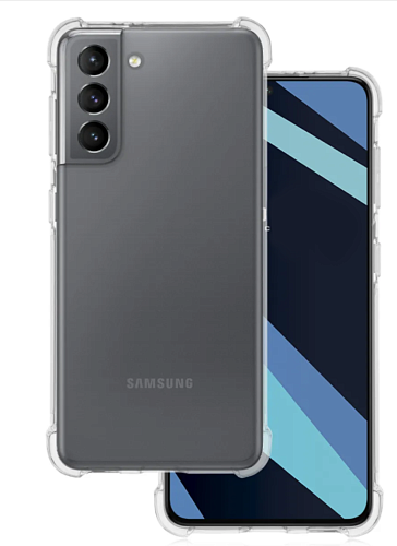 Чехол силиконовый для Samsung Galaxy S21, усиленные края, микс, X-CASE, прозрачный