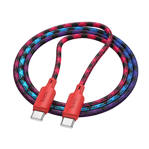 Кабель Type-C на Type-C, HOCO, X116, 60W, разноцветный красный с желтым или синим