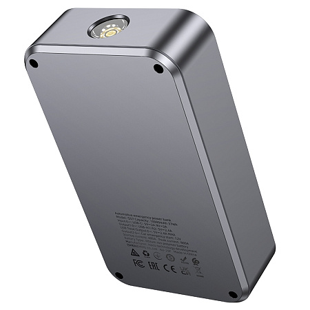 Универсальный Доп. Аккумулятор 10000mAh, QS7, HOCO, 12V(запуск двигателя авто)+2USB (5V/2A)+ фонарик, с дисплеем, черный