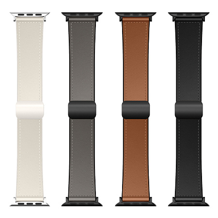 Ремешок на руку для Apple Watch 44/45/46/49 мм, HOCO, WA34, воловья кожа, двойная магнитная застежка, черный