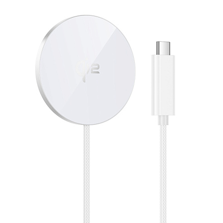 Беспроводное зарядное устройство, CW63, протокол быстрой зарядки Qi2, Type-C, белый