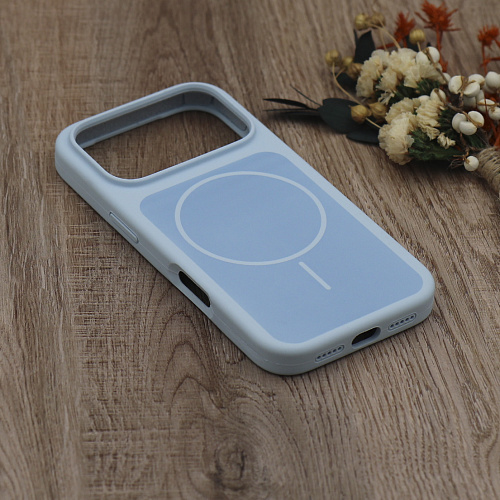 Чехол-накладка для iPhone 17 Pro Max, Silicon Case, магнитный (MagSafe), с дизайном, без лого, X-CASE, светло-голубой