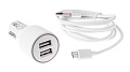 АЗУ 2 USB 2.1A, micro usb дата кабель, белый
