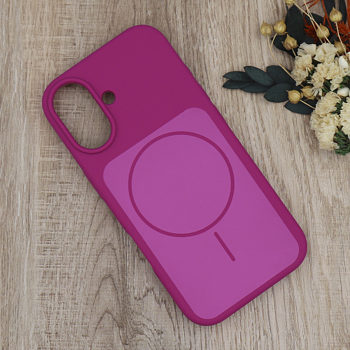 Чехол-накладка для iPhone 17, Silicon Case, магнитный (MagSafe), с дизайном, без лого, X-CASE, винный