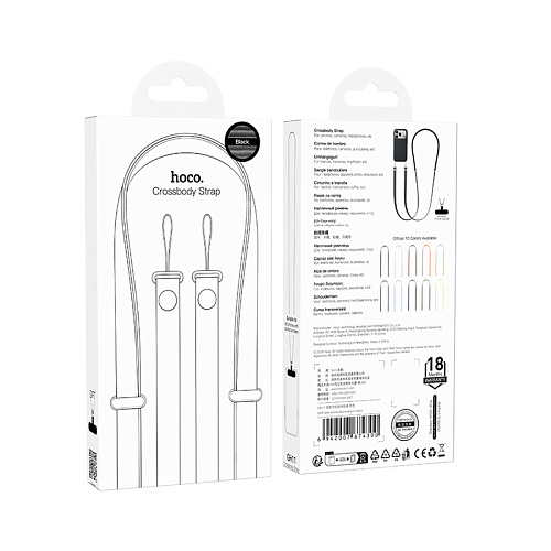 Шнурок для телефона универсальный, GH11, Hoco, стильный, цвет черный