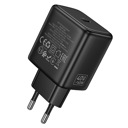 Сетевое зарядное устройство, 1 PD 40W (N83), HOCO, цвет черный