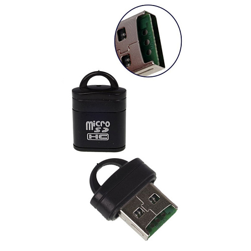 Картридер Micro SD, компактный переходник, X-CASE, цвет черный