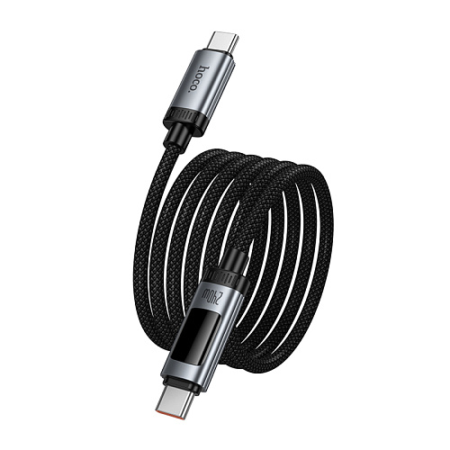 USB Кабель Type-C, HOCO, U148, 1.2м, 100W с дисплеем, черный