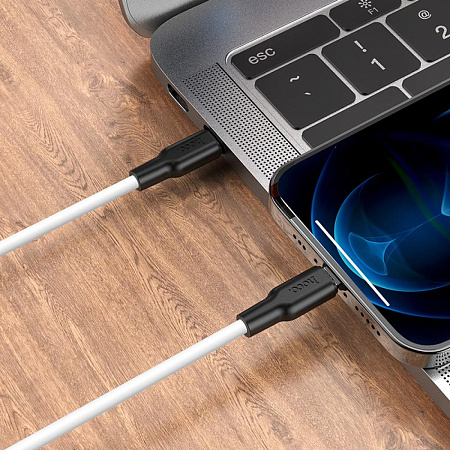 Кабель Lightning to Type-C (PD), HOCO, X21 Plus, черно-белый
