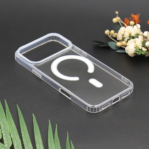 Чехол силиконовый для iPhone 17 Pro, Магнитный (MagSafe), X-CASE, прозрачный