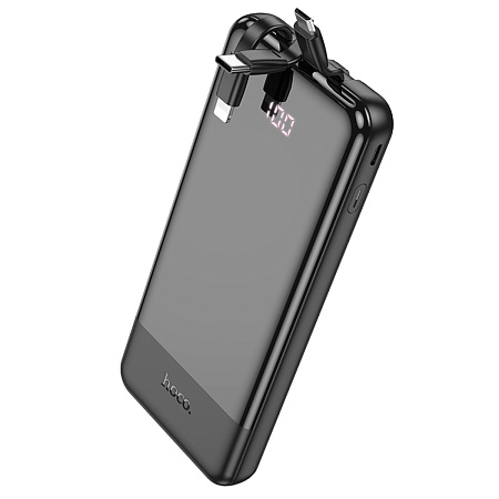 Универсальный Доп. Аккумулятор 10000mAh, J114, HOCO, 1 USB (5V/2.0A), кабель Lightning/Type-C/Micro, черный