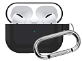 Чехол силиконовый для Airpods Pro/Pro 2, X-CASE, черный с карабином