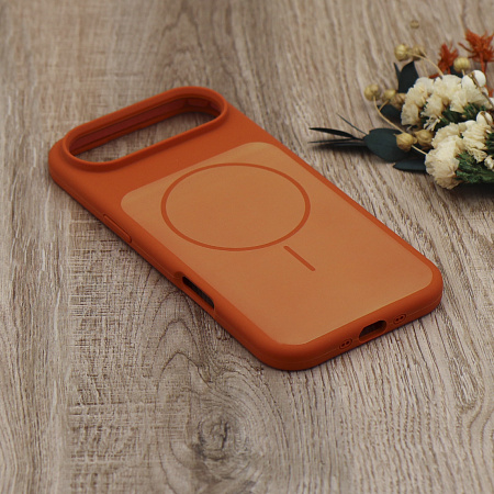 Чехол-накладка для iPhone 17 Air, Silicon Case, магнитный (MagSafe), с дизайном, без лого, X-CASE, оранжевый