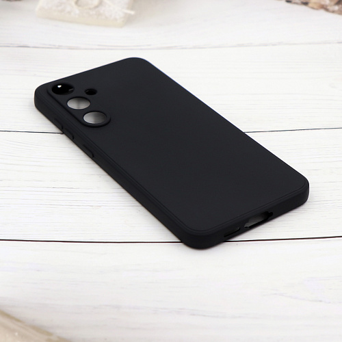 Чехол силиконовый для Samsung Galaxy S24 FE, с микрофиброй внутри, с защитой камеры, X-CASE, черный