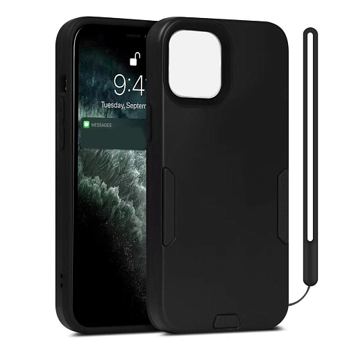 Чехол силиконовый для iPhone 13 Pro (6.1), противоударный с ремешком на руку, X-CASE, черный