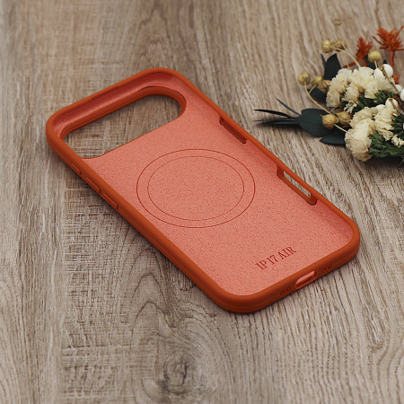 Чехол-накладка для iPhone 17 Air, Silicon Case, магнитный (MagSafe), с дизайном, без лого, X-CASE, оранжевый