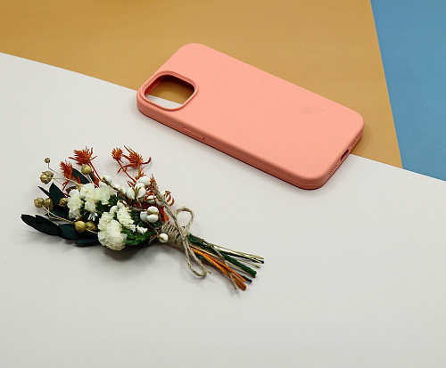 Чехол - накладка для iPhone 13, Silicon Case, без лого, лососевый