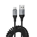 USB Кабель Micro, HOCO, X121, витой, длина 1.5м, цвет черный