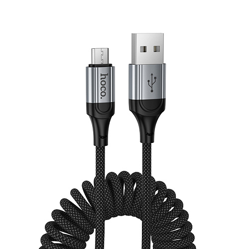 USB Кабель Micro, HOCO, X121, витой, длина 1.5м, цвет черный