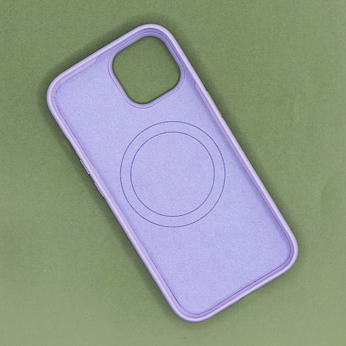 Чехол-накладка для iPhone 15, экокожа, магнитный (MagSafe), без лого, X-CASE, сиреневый