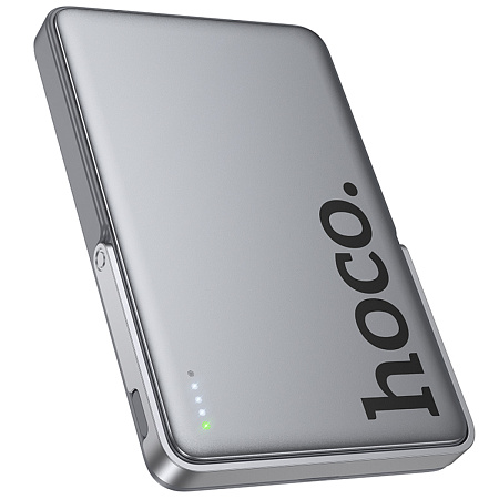 Универсальный Доп. Аккумулятор 5000mAh, Q36, HOCO, 1 PD 20W, беспроводная зарядка (MagSafe), с подставкой, серый