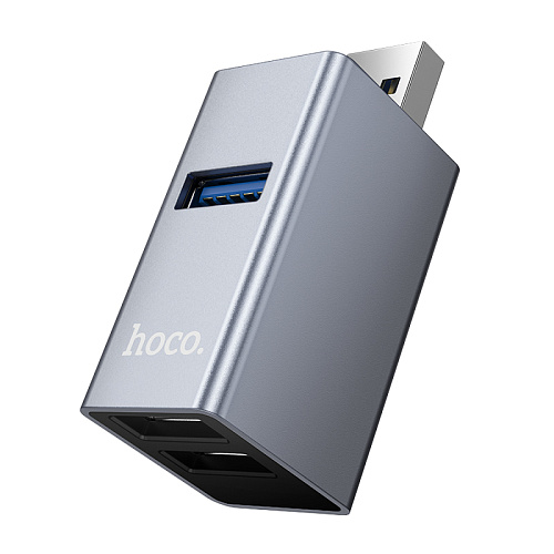 USB Хаб (HB54) c 1 USB на 1 USB 3.0 + 2 USB 2.0, HOCO, без провода, серый