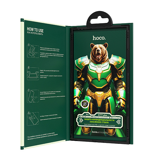 Защитное стекло для iPhone 15/16, A777 Plus, HOCO, антишпионское, черное