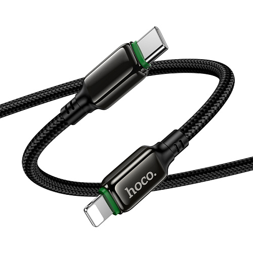Кабель Lightning to Type-C (PD), HOCO, X127, 1м, оплетка, 30W, черный
