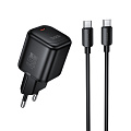 Сетевое зарядное устройство, 1 PD 45W (N84), HOCO, Type-C to Type-C, компактный, черный