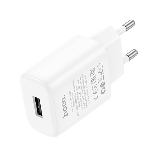 Сетевое зарядное устройство, 1 USB 2.4A (C134A), HOCO, белый