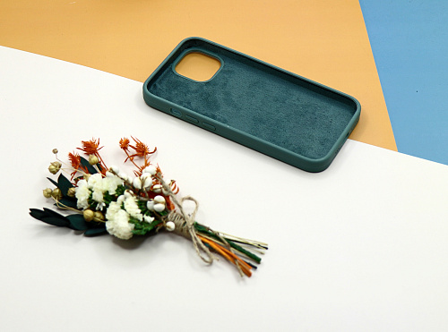 Чехол - накладка для iPhone 13 Mini, Silicon Case, без лого, зеленый лес