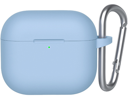 Чехол силиконовый для Airpods 3 case, X-CASE, голубой с карабином (Light Blue)