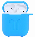 Чехол силиконовый для Airpods 1/Airpods 2 case, X-CASE, голубой с карабином, &amp;