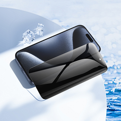 Защитное стекло для iPhone 15 Pro, G777 Plus, HOCO, anti-static, антишпион, черное