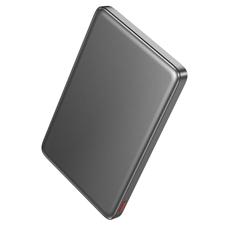 Универсальный Доп. Аккумулятор 5000mAh, Q26 Joy, HOCO, 1 PD 20W, беспроводная зарядка (MagSafe), металлический серый