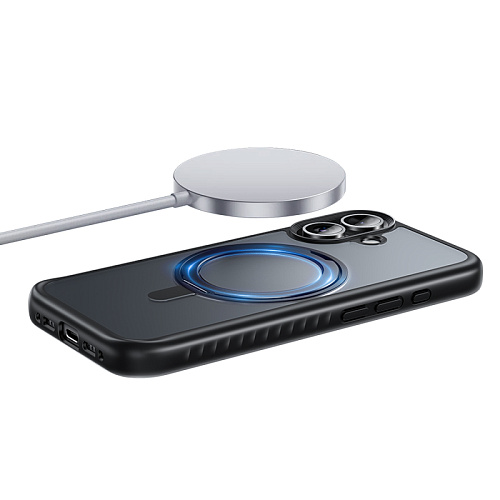 Чехол для iPhone 17, TPU + PC board, Магнитный (MagSafe), с подставкой, AS1, HOCO, прозрачный