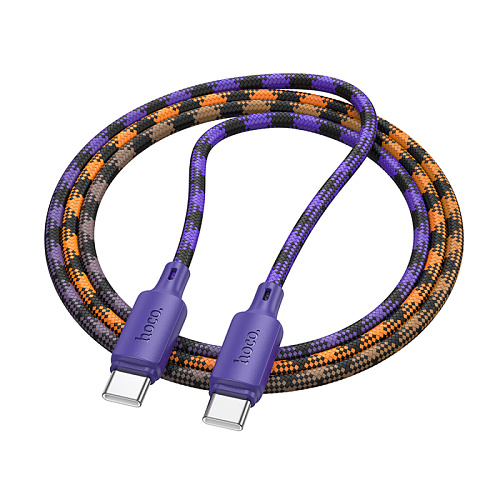 Кабель Type-C на Type-C, HOCO, X116, 60W, разноцветный фиолетовый с розовым или оранжевым