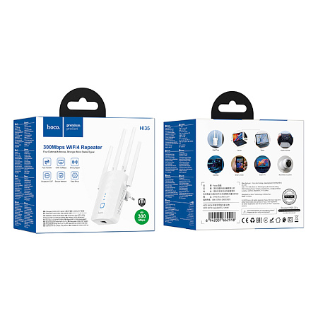 Репитер WiFi4, HI35, HOCO, белый