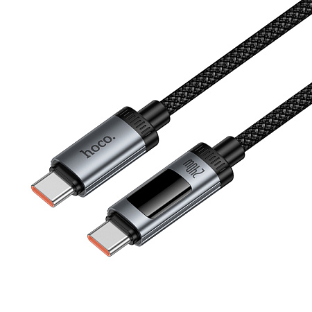 USB Кабель Type-C, HOCO, U148, 1.2м, 100W с дисплеем, черный