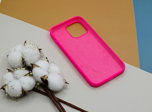 Чехол - накладка для iPhone 13 Pro Max, Silicon Case, без лого, ярко-розовый