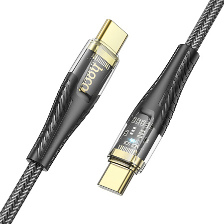 Кабель Type-C на Type-C, HOCO, U121, 60W, 1.2м, прозрачный черный