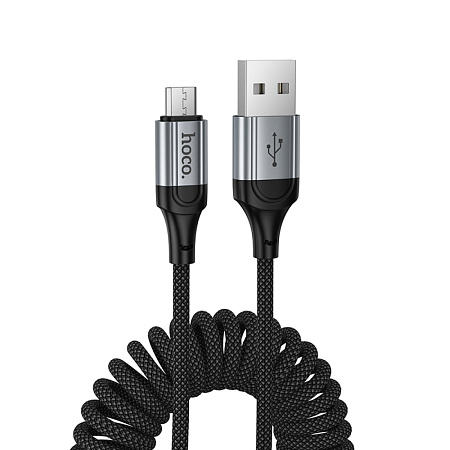 USB Кабель Micro, HOCO, X121, витой, длина 1.5м, цвет черный