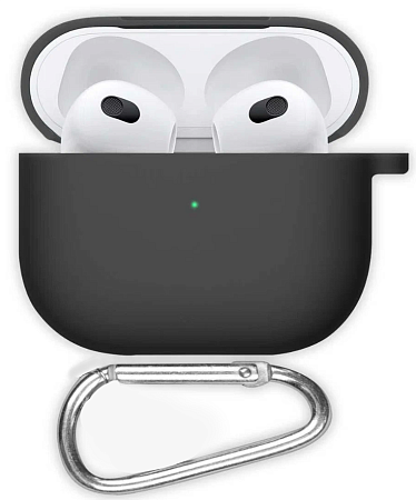 Чехол силиконовый для Airpods 3 case, X-CASE, черный с карабином