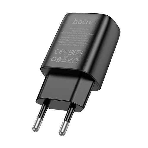 Сетевое зарядное устройство, 1 USB 2.4A (C134A), HOCO, черный