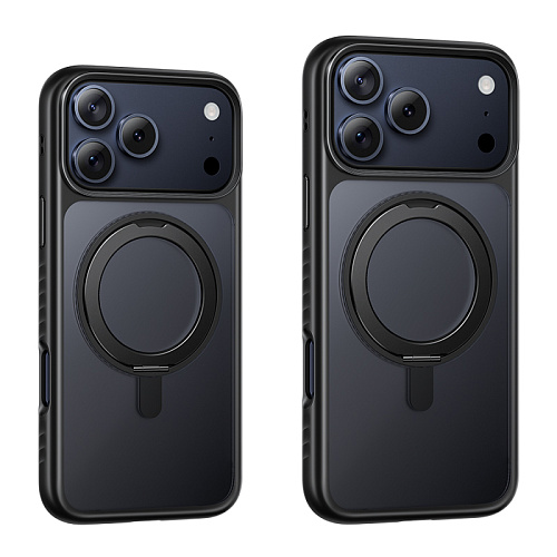 Чехол для iPhone 17 Pro Max, TPU + PC board, Магнитный (MagSafe), с подставкой, AS1, HOCO, черный